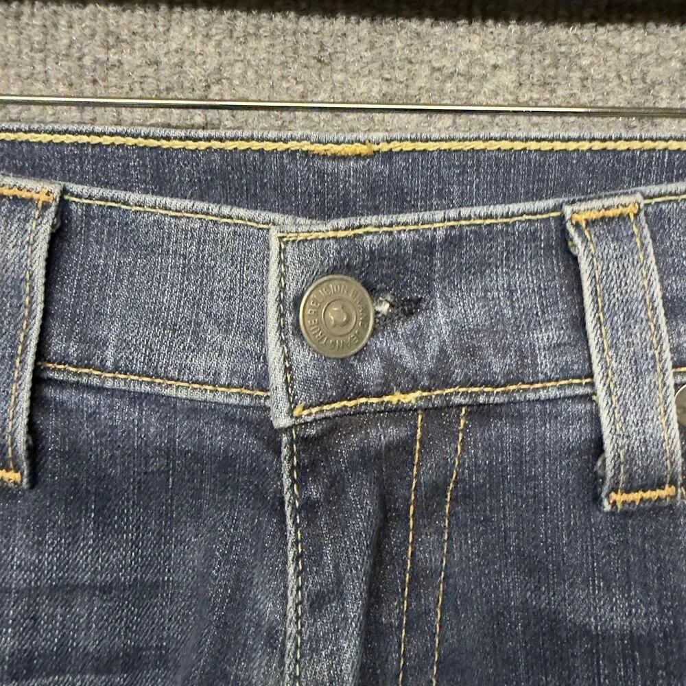 True Religion Ricky W/Flap Jeans Mens 38x26 Blue Relaxed Straight USA Short Hem